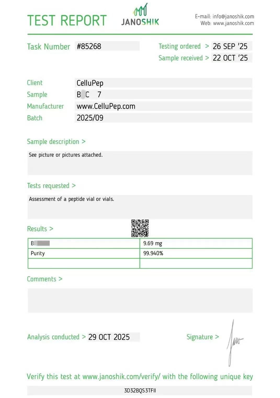 COA Report BPC-157